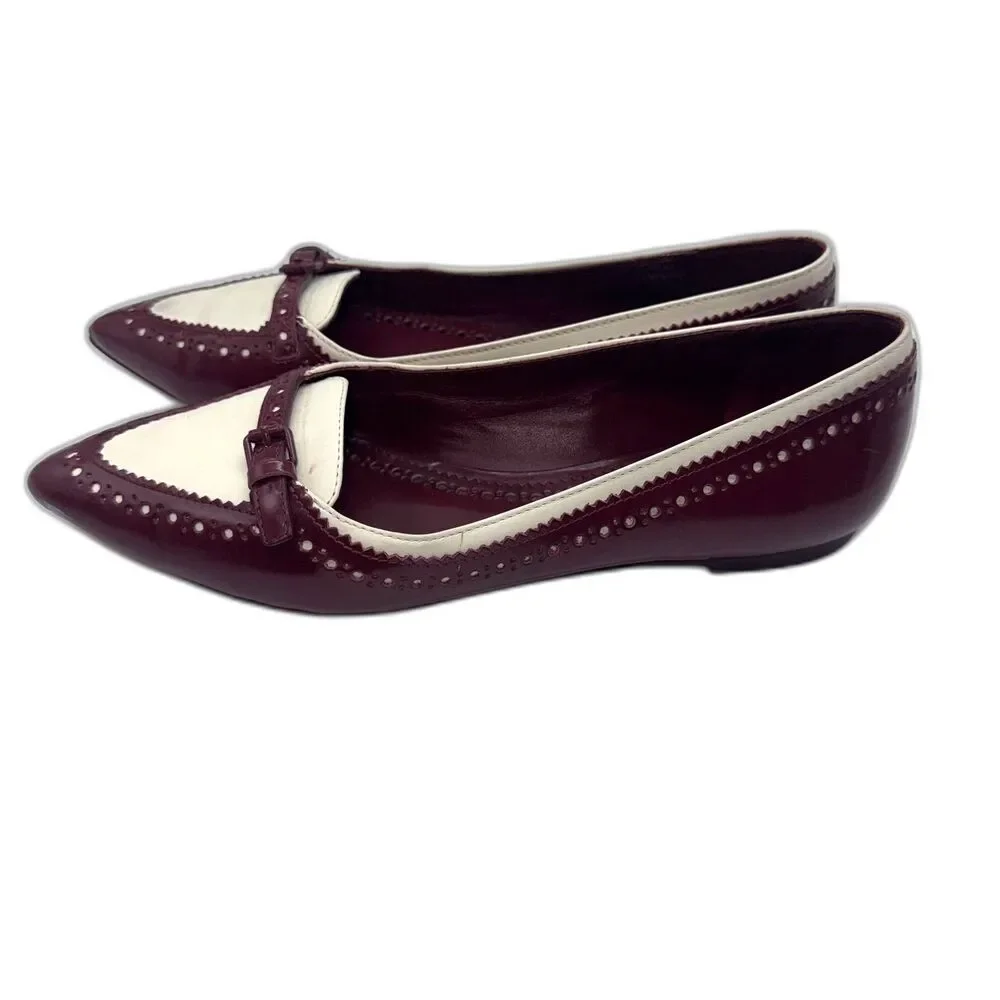 Tory Burch Darlene Ballet Flat - Burgundy/Cream 8